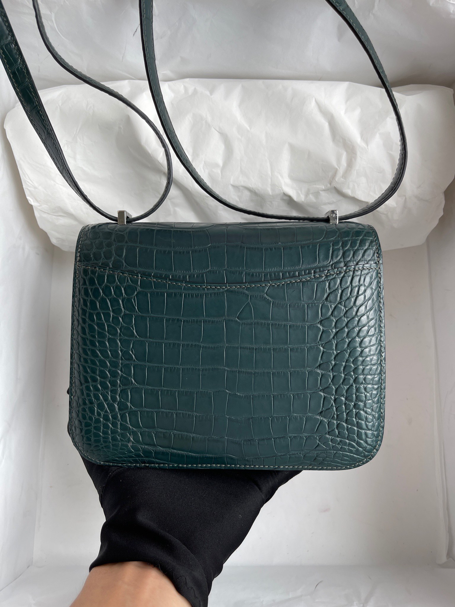 에르메스 콘스탄스18 그린 악어가죽